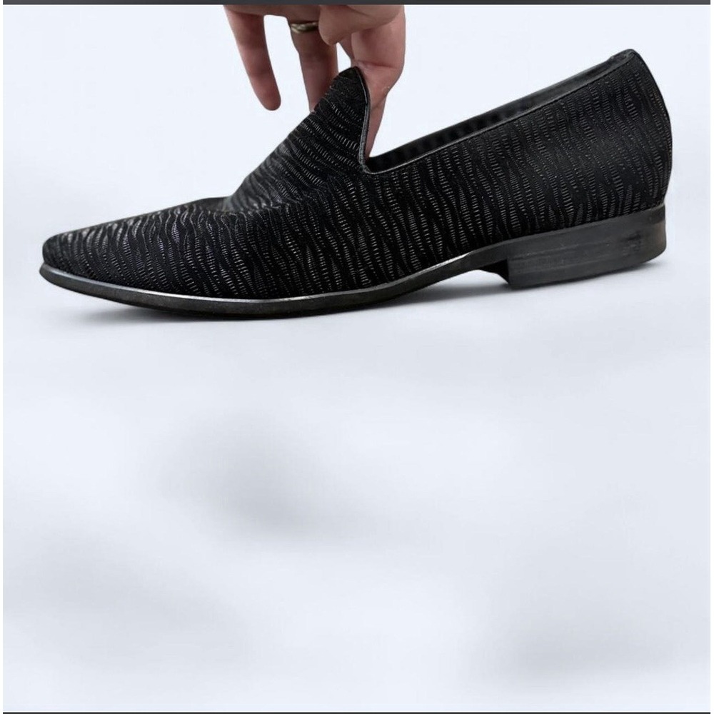 KARL LAGERFELD Paris Velvet Leather Black Dress Shoes Weave Loafer Mens Size 9.5